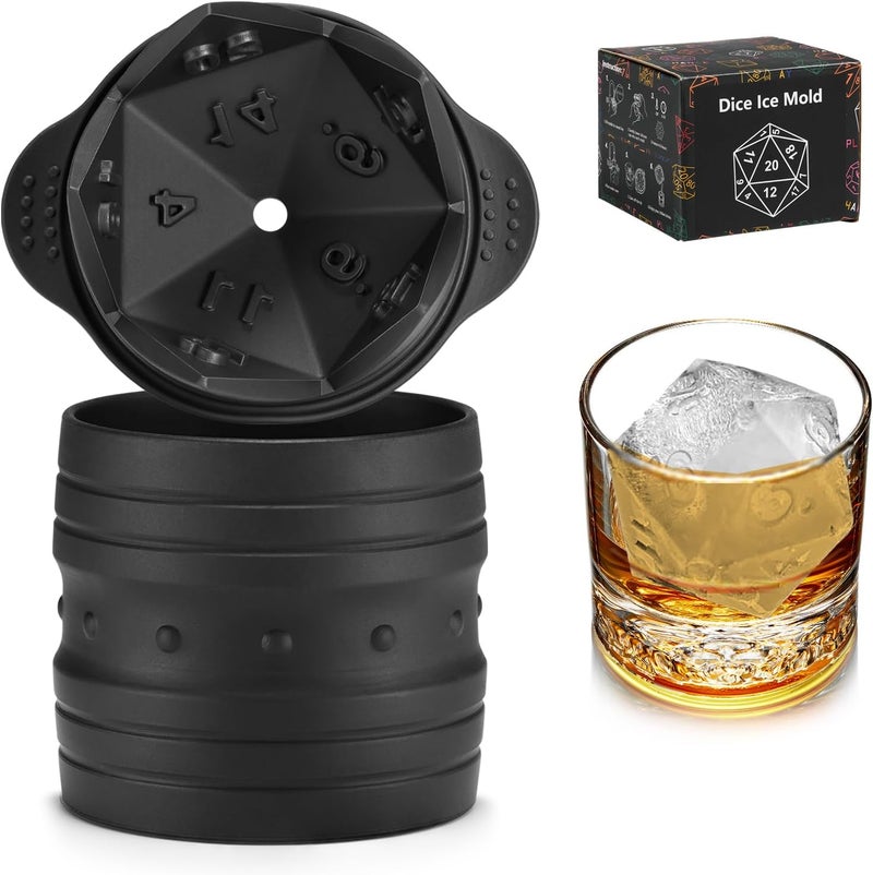 TPPICK D20 Dice Ice Mold, DND Gamer Gifts for Men Women, Cool Christmas Stocking Stuffers Ideas for Adults TRGP Lover, Large Silicone D&D Accessories Ice Cube Tray for Cocktails,Bourbon,Whiskey,Game - Image 1